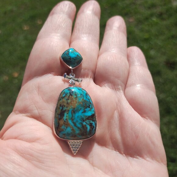 Jay King DTR mine finds Ceremonial Kingman Turquoise slide 925 Sterling Silver - Picture 5 of 15